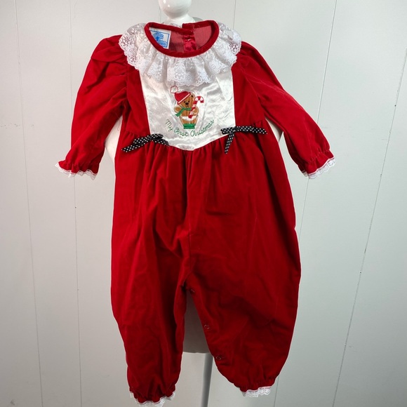 Vintage Hickory Hill 24-months Red Romper Suit My First Christmas - Picture 10 of 10